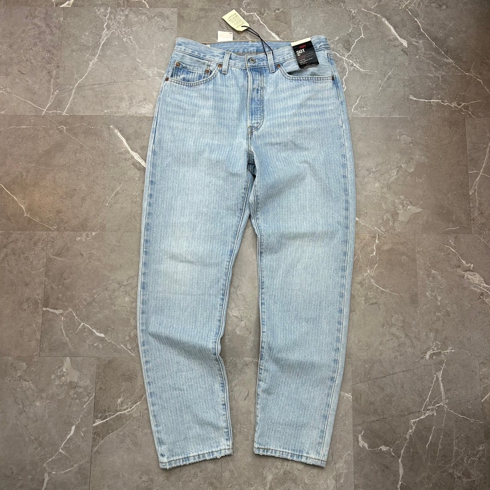 Levis 501 '81 Jeans Mens 30x31 Striped Light Wash Button Wash High Rise Tapered